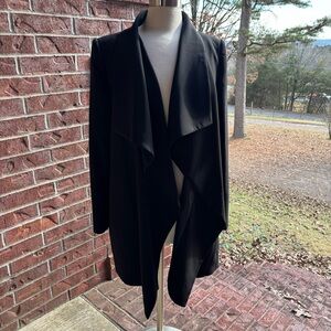 Donna Karan Black Cascade Front Lined Coat Size 12 New with Tags